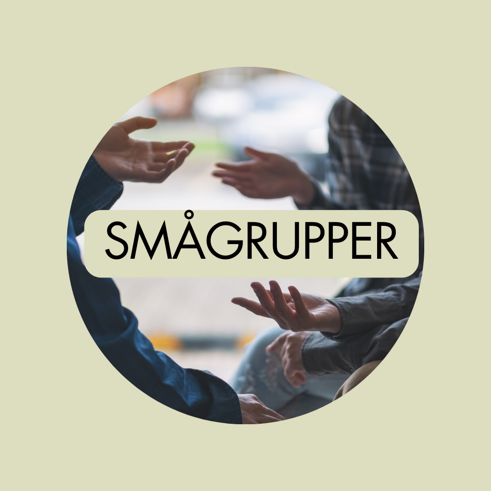 Logo for smågrupper. bilde av hender som viser mennesker som snakker sammen
